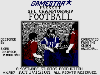 GFL Championship Football title screen for ZX Spectrum